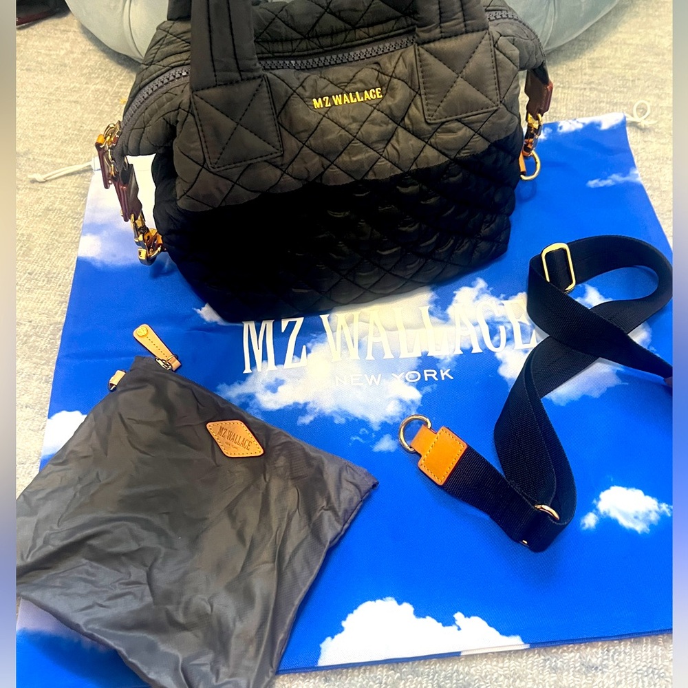 MZ Wallace small sutton in two tone gray/black with gold hardware